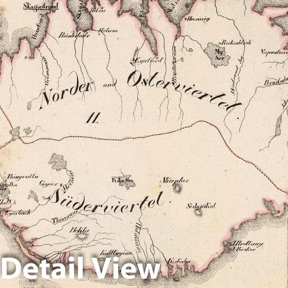 Denmark, Iceland and Faroe Islands 1825 Historical Map Print