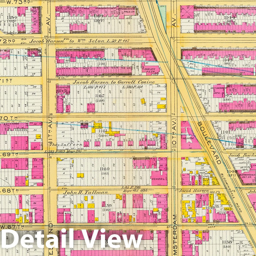 Ward 22, Manhattan - Fire Insurance Map, 1891 - Historical Map Print