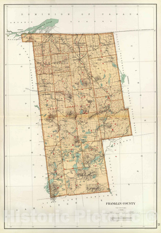 Historic Map : State Atlas Map, Franklin County. 1895 - Vintage Wall Art