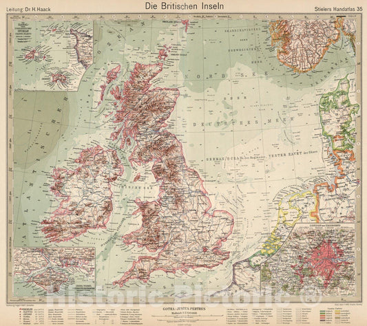 Historic Map : England, British Isles35. Britische Inseln. British Isles. 1925 , Vintage Wall Art