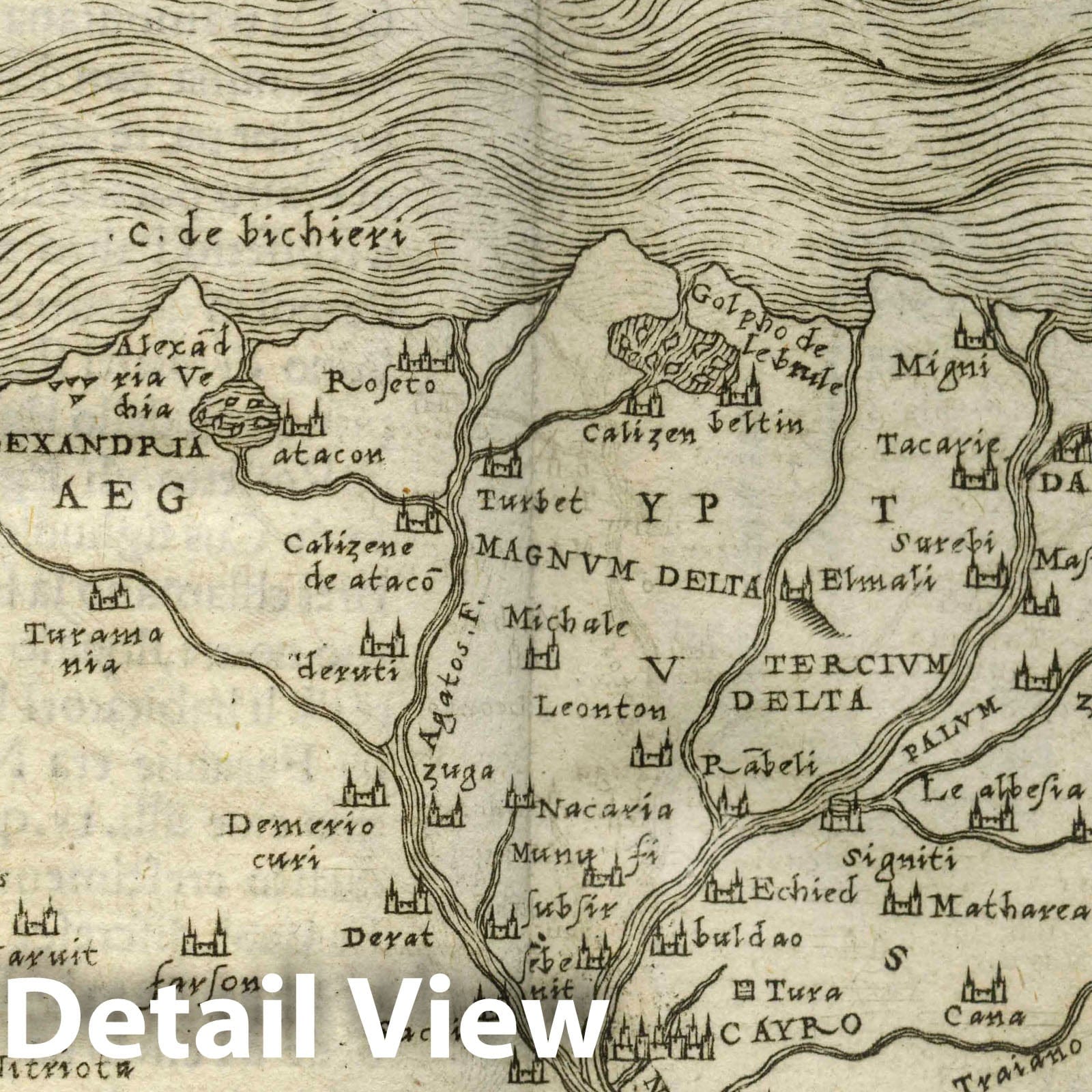 Egypt - Route Map, 1548 - Ptolemeo Historical Map Print