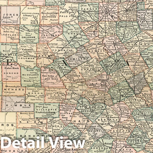 Texas, Oklahoma, and Indian Territory - Railroad Map, 1891