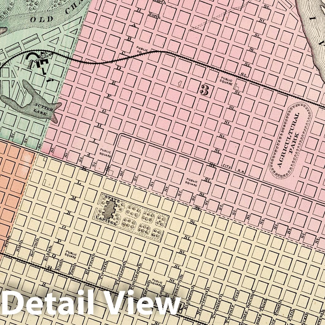 Sacramento, California - City Plan, 1873 - Gray's Atlas Historical Map Print