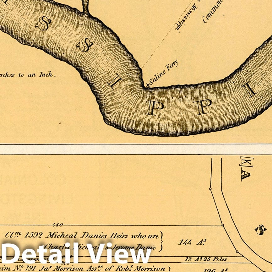 Kaskaskia, Illinois - Plan of Settlement, 1809 - Historical Map Print