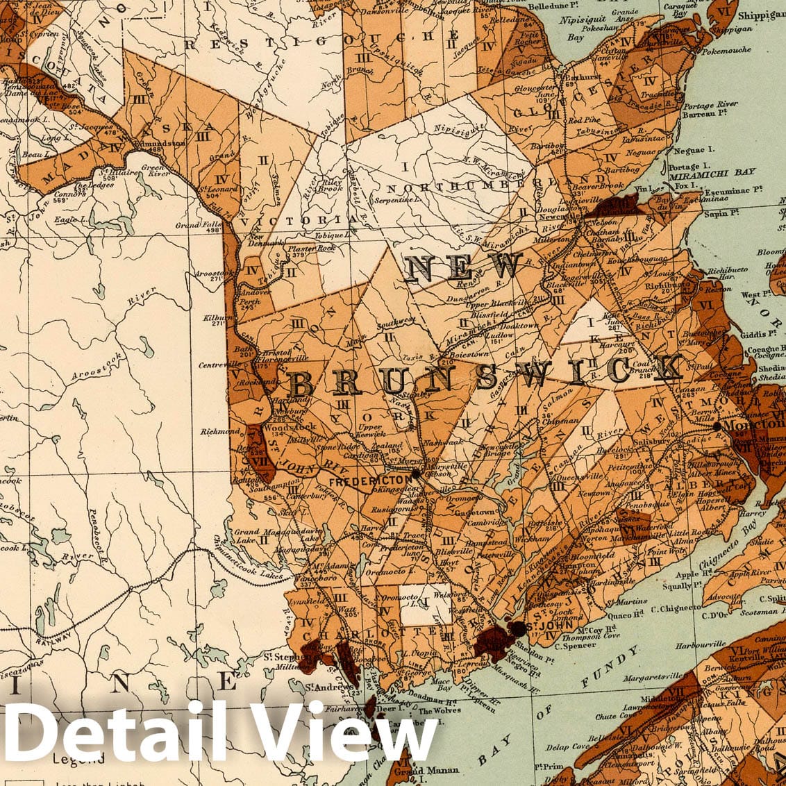 Maritime Provinces and Quebec Population Density Map 1906 - Historical Map Print