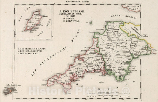 Historic Map : England, V.3:11-15:XV. Britisches Reich. A. Kon: England. a. England ab sich: Shire: 12-13 1830 , Vintage Wall Art