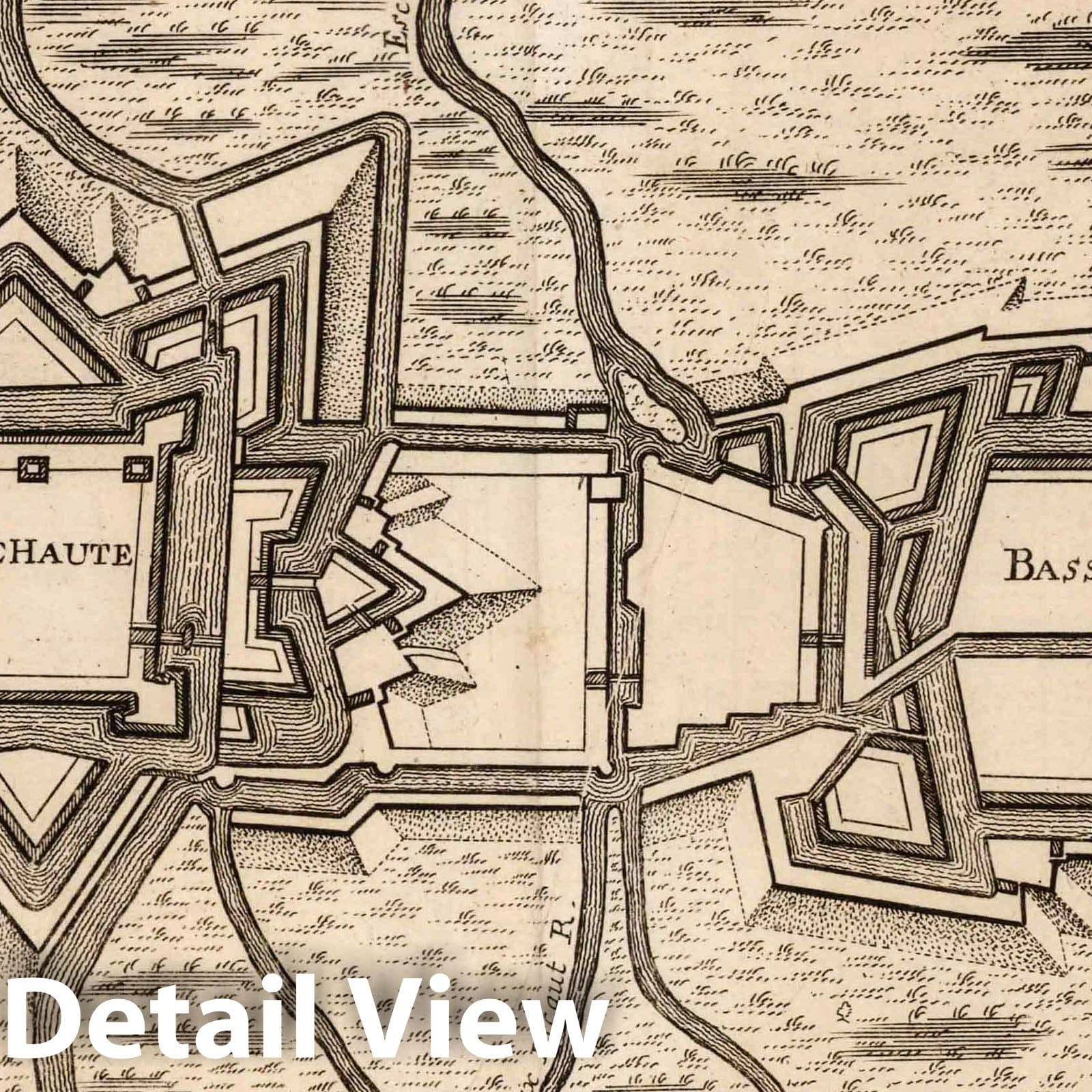 Bouchain, France - Military Plan, 1711 - Historical Map Print