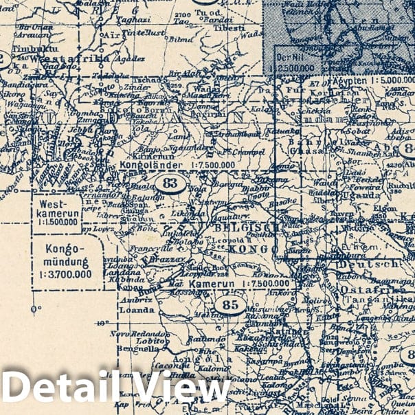 Egypt - Index Map, 1925 - Stieler's Atlas Historical Map Print