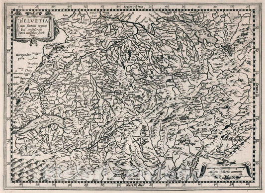 Historic Wall Map : Switzerland,Helvetia cum finitimis regionibus confoederatis 1636 , Vintage Wall Art