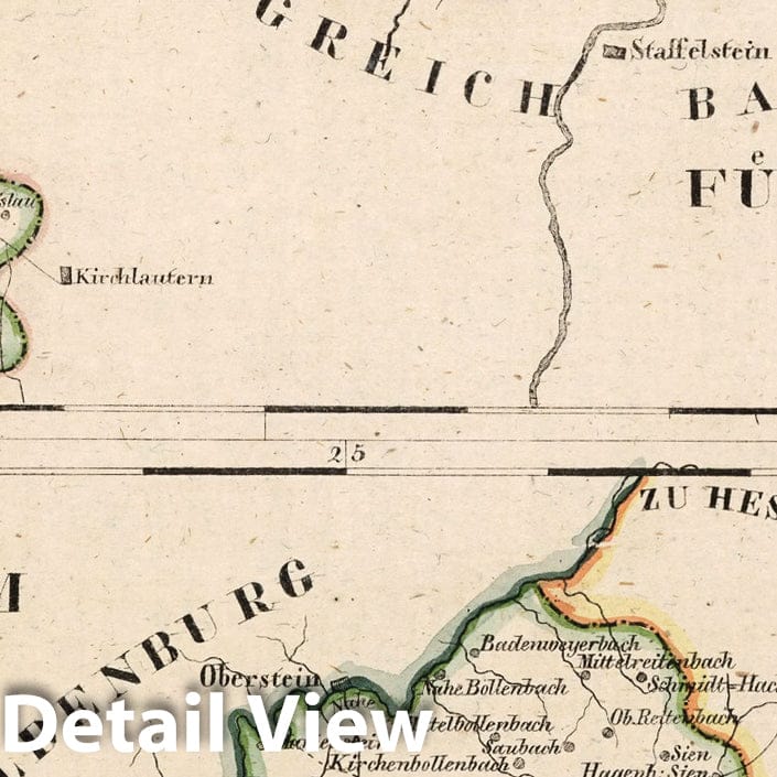 Gotha-Coburg and Lichtenberg 1825 Historical Map Print