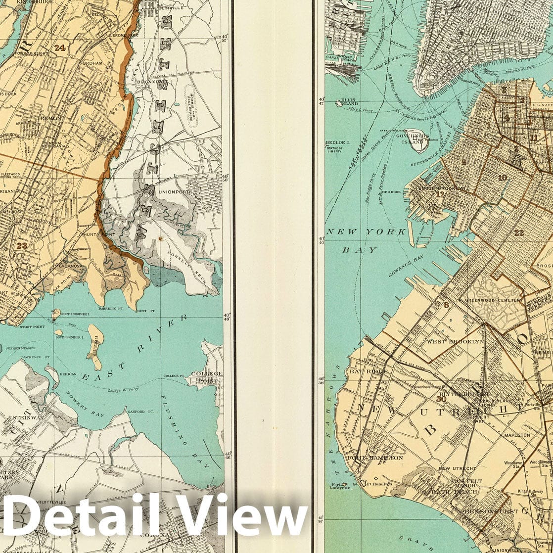New York City and Brooklyn - Railroad Map, 1895