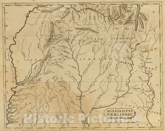Historic Map : World Atlas Map, Mississippi Territory. 1812 - Vintage Wall Art