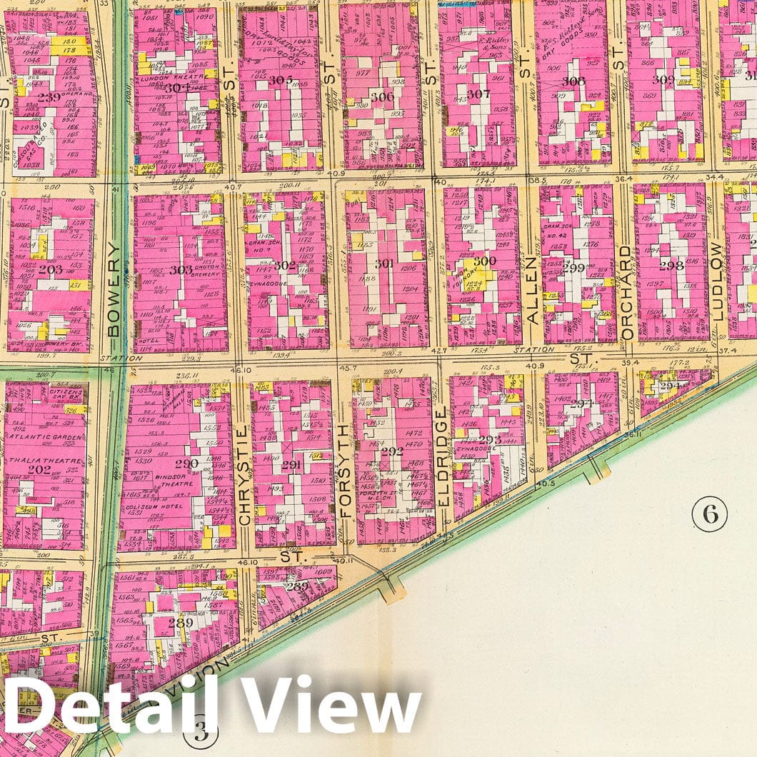 Manhattan Wards 6, 10, 13-14 Fire Insurance Map 1891 - Historical Reproduction