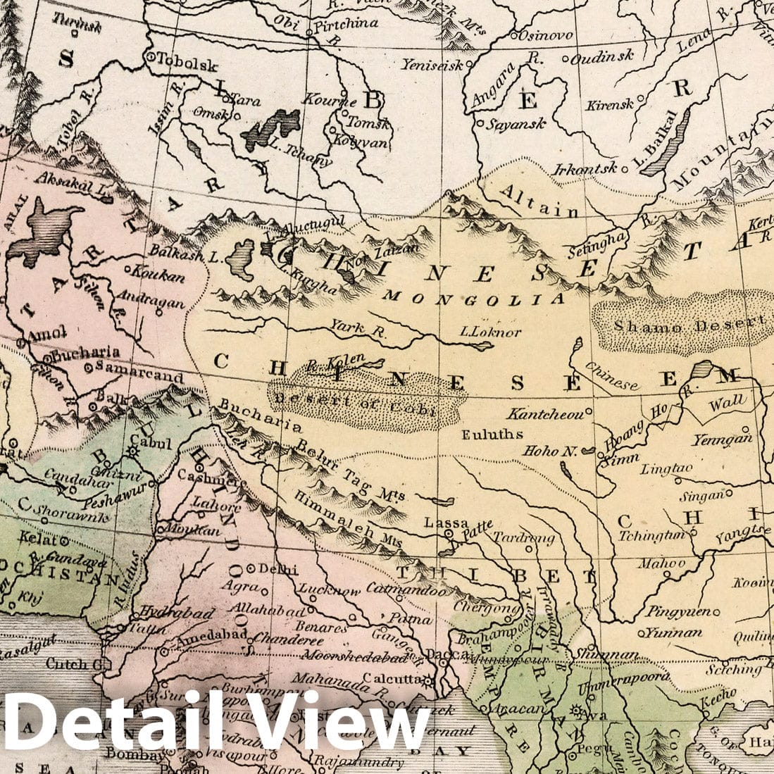 Southern Asia - River Map, 1838 - Historical Map Reproduction