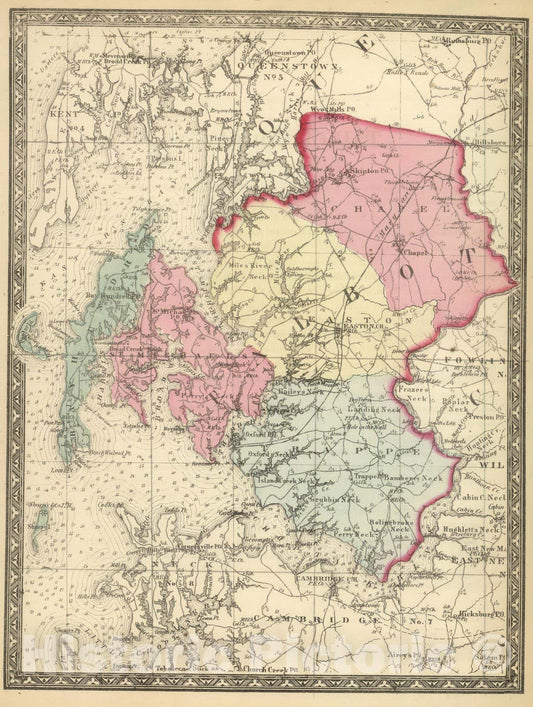Historic Map : State Atlas Map, Talbot. 1866 - Vintage Wall Art