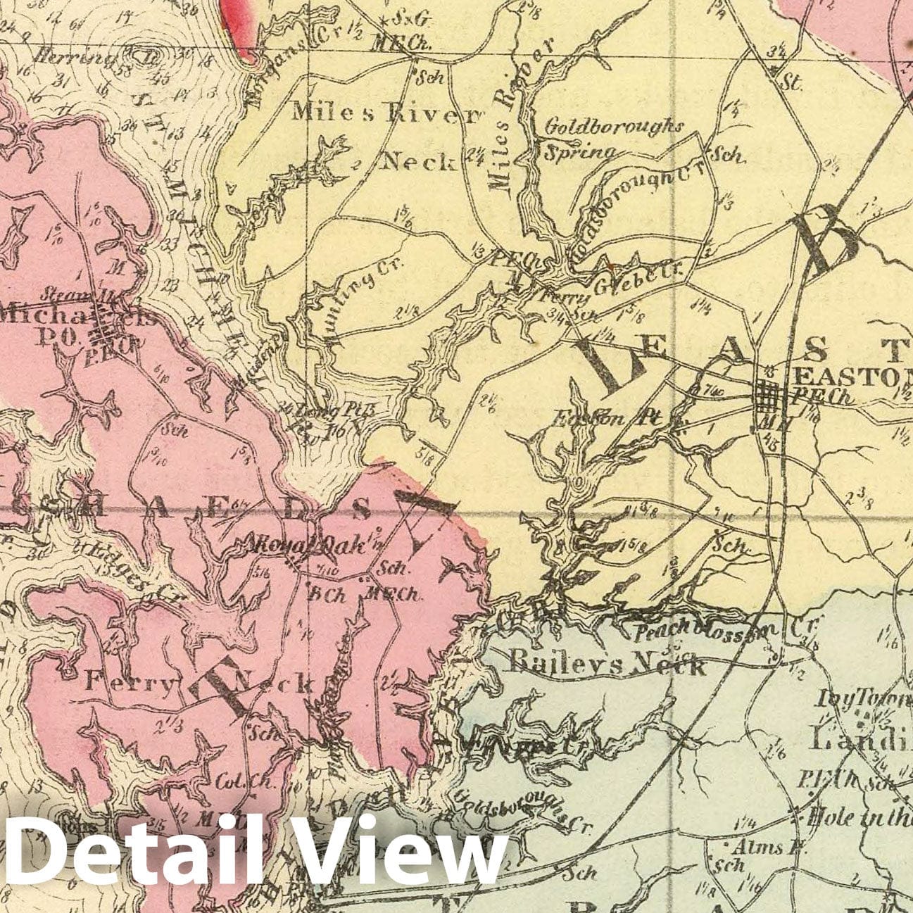 Historic Map : State Atlas Map, Talbot. 1866 - Vintage Wall Art