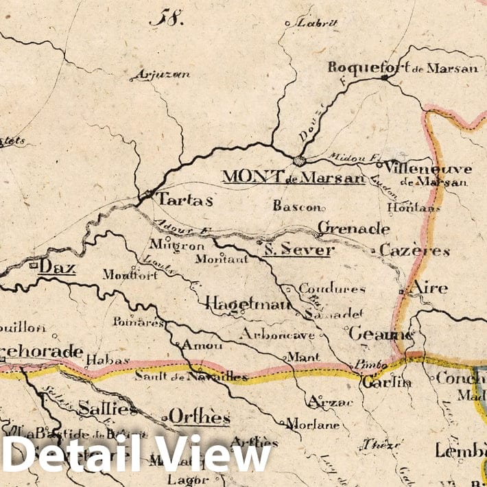 France - Departments, 1825 - Historical Map Print
