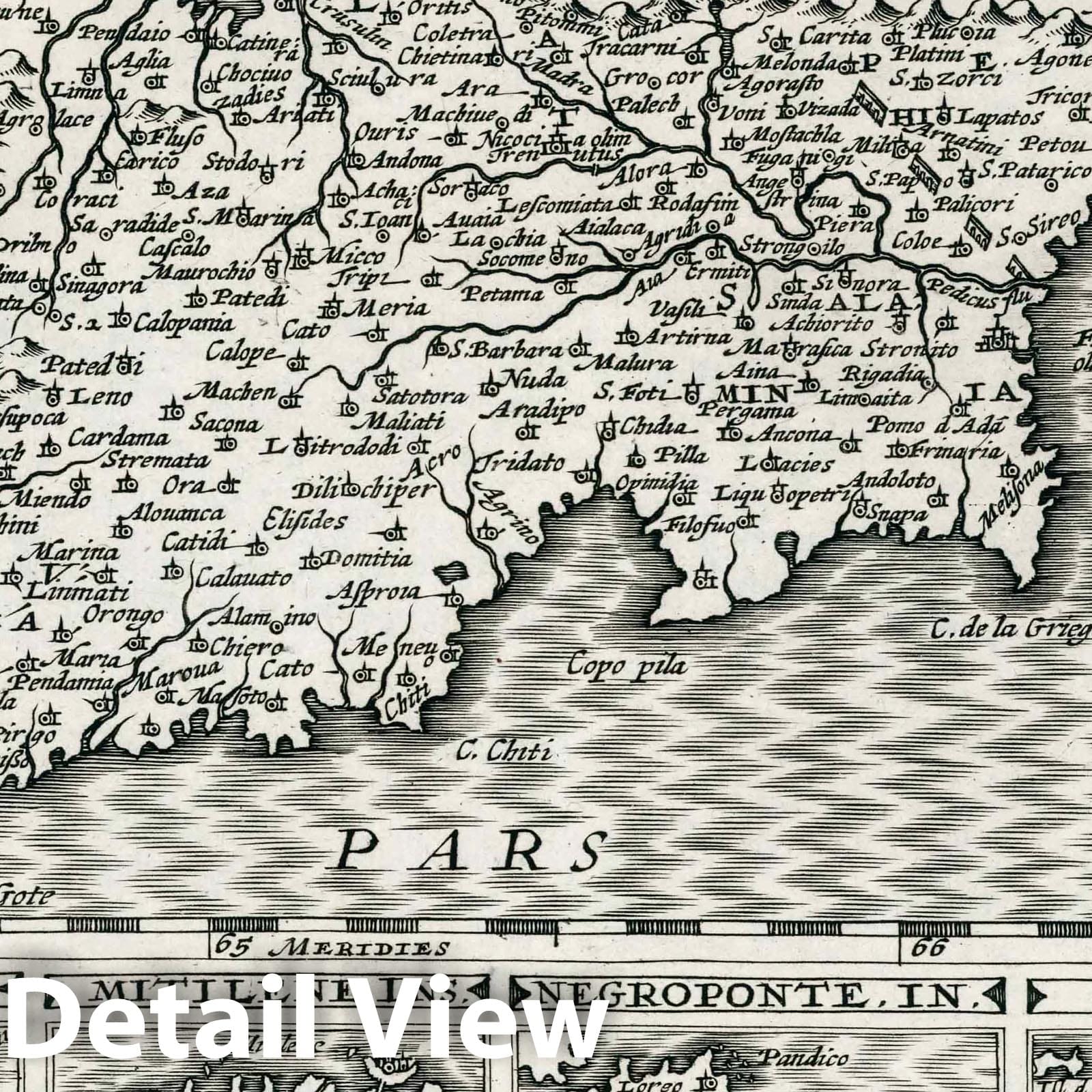 Cyprus Island - River Map, 1636 - Historical Map Print