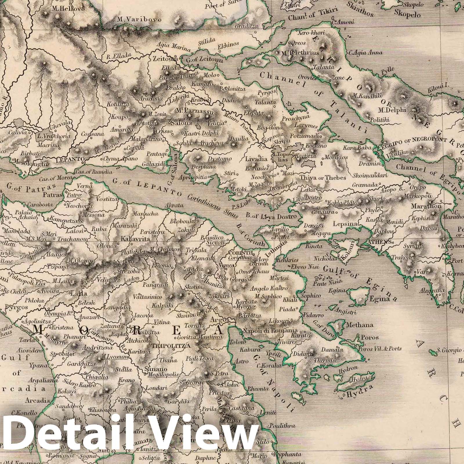 Greece, 1841 - Historical Map Print from Black's General Atlas