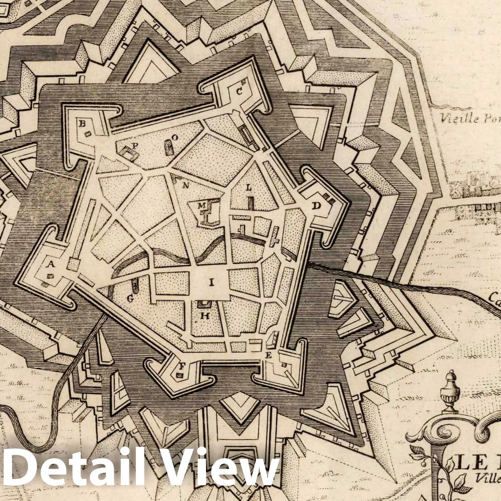 Hesdin, France - Military Map, 1727 - Historical Fortification Print