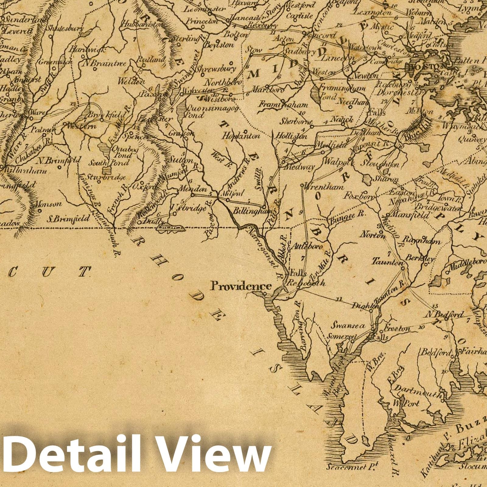 Historic Map : World Atlas Map, Massachusetts. 1812 - Vintage Wall Art