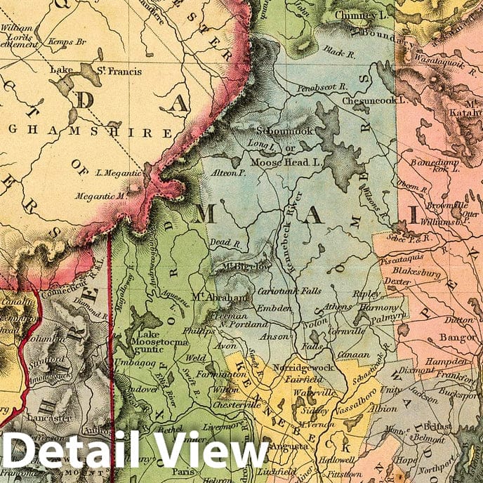 Maine, New Hampshire, and Vermont 1832 Historical Map Print