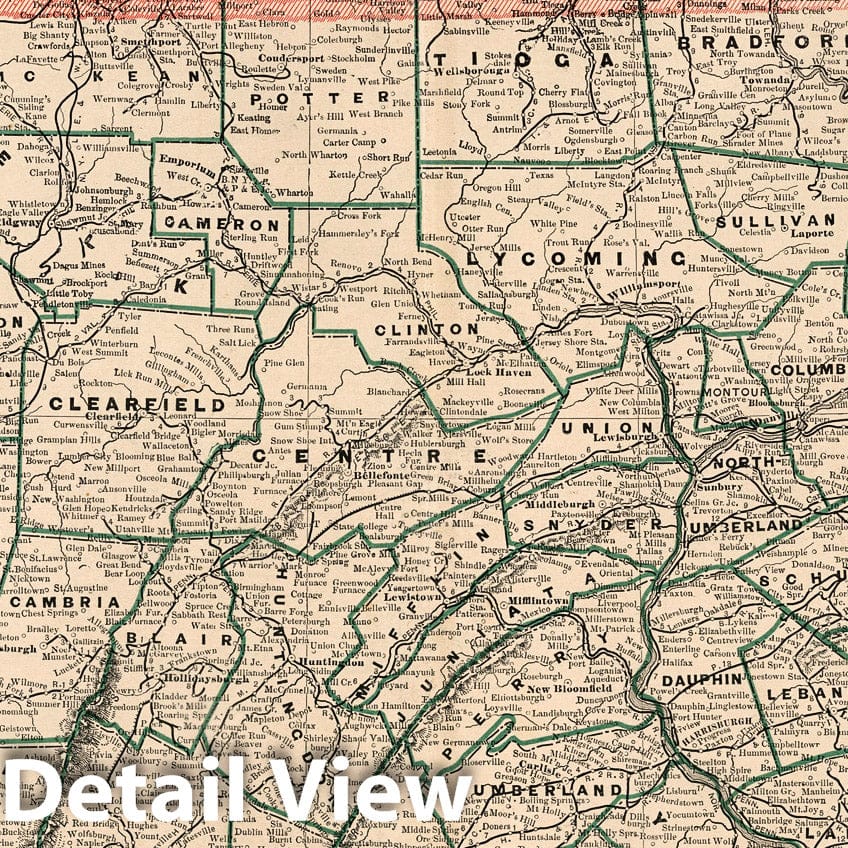 Historic Map : World Atlas Map, Pennsylvania. 1883 - Vintage Wall Art