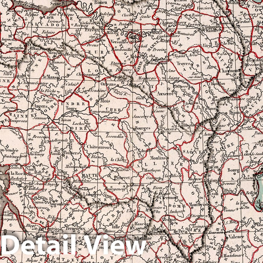Historic Map : France,Royaume de France Divise en 86 Departmens 1825. 1826 , Vintage Wall Art