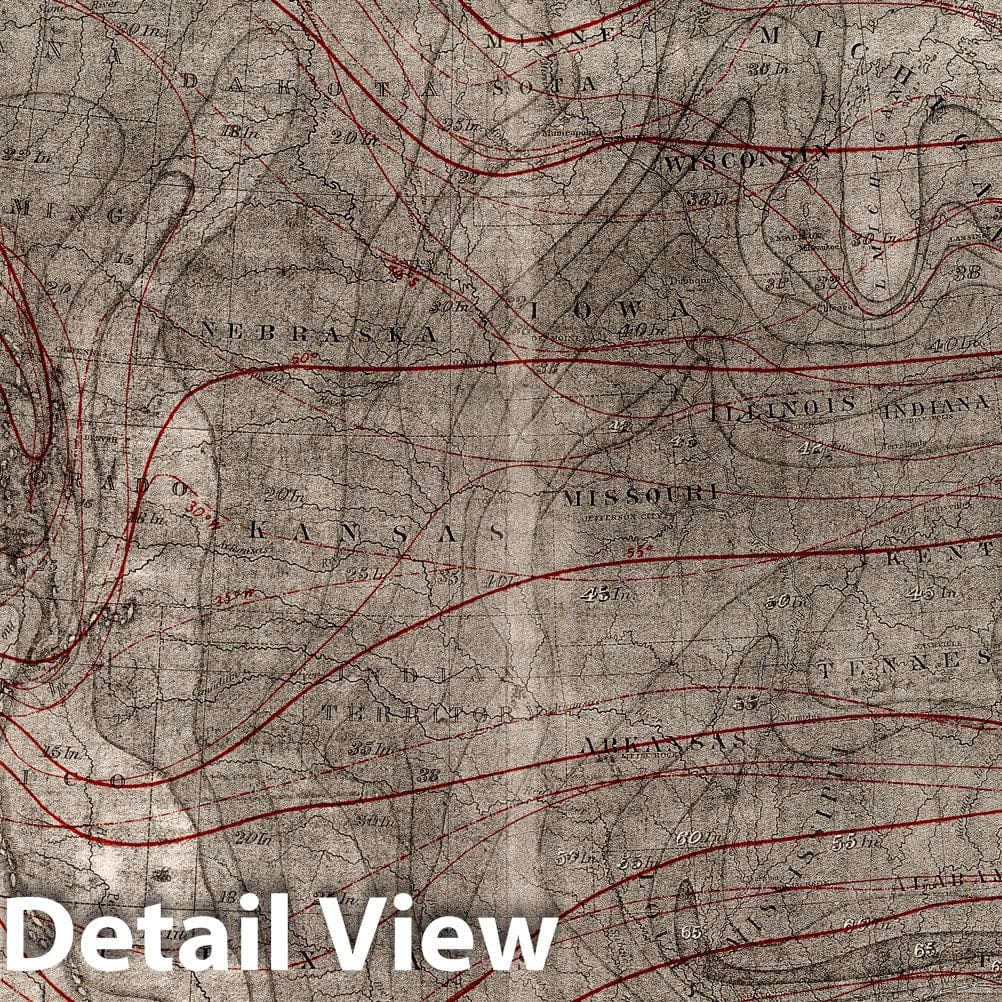Climatological Map of the United States - Railroad Map, 1884 - Historical Map Print