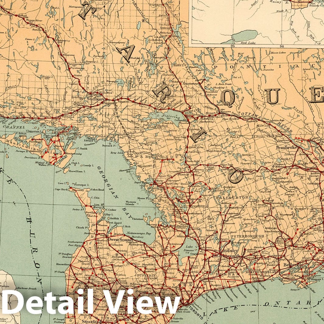 Ontario and Quebec - Telegraphs, 1906 - Historical Map Print