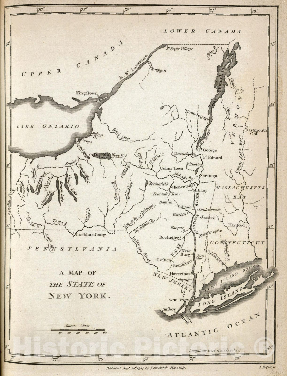 Historic Map : Geography Book, New York. 1794 - Vintage Wall Art