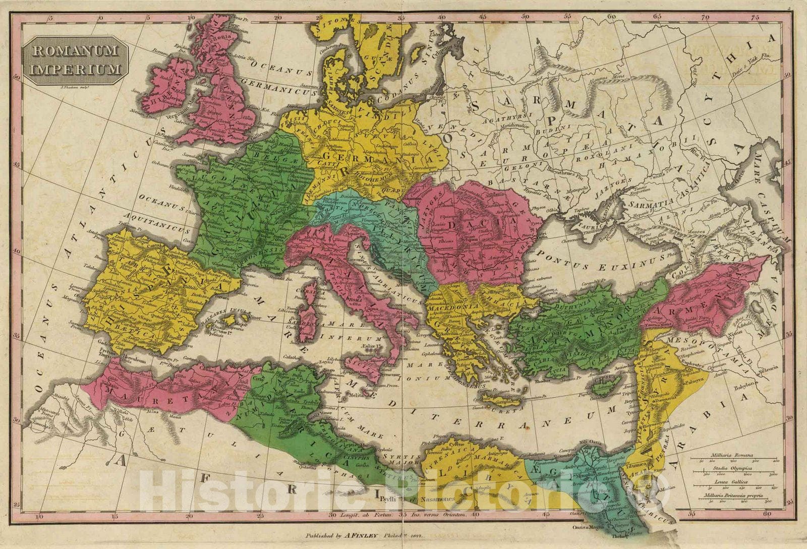 Historic Map : Classical Atlas Map, Romanum Imperium. 1831 - Vintage Wall Art