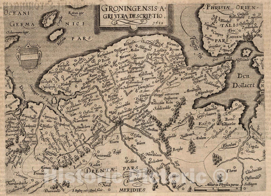 Historic Wall Map : Netherlands, Groningen42. Groningensis agri vera descriptio. 1600 , Vintage Wall Art