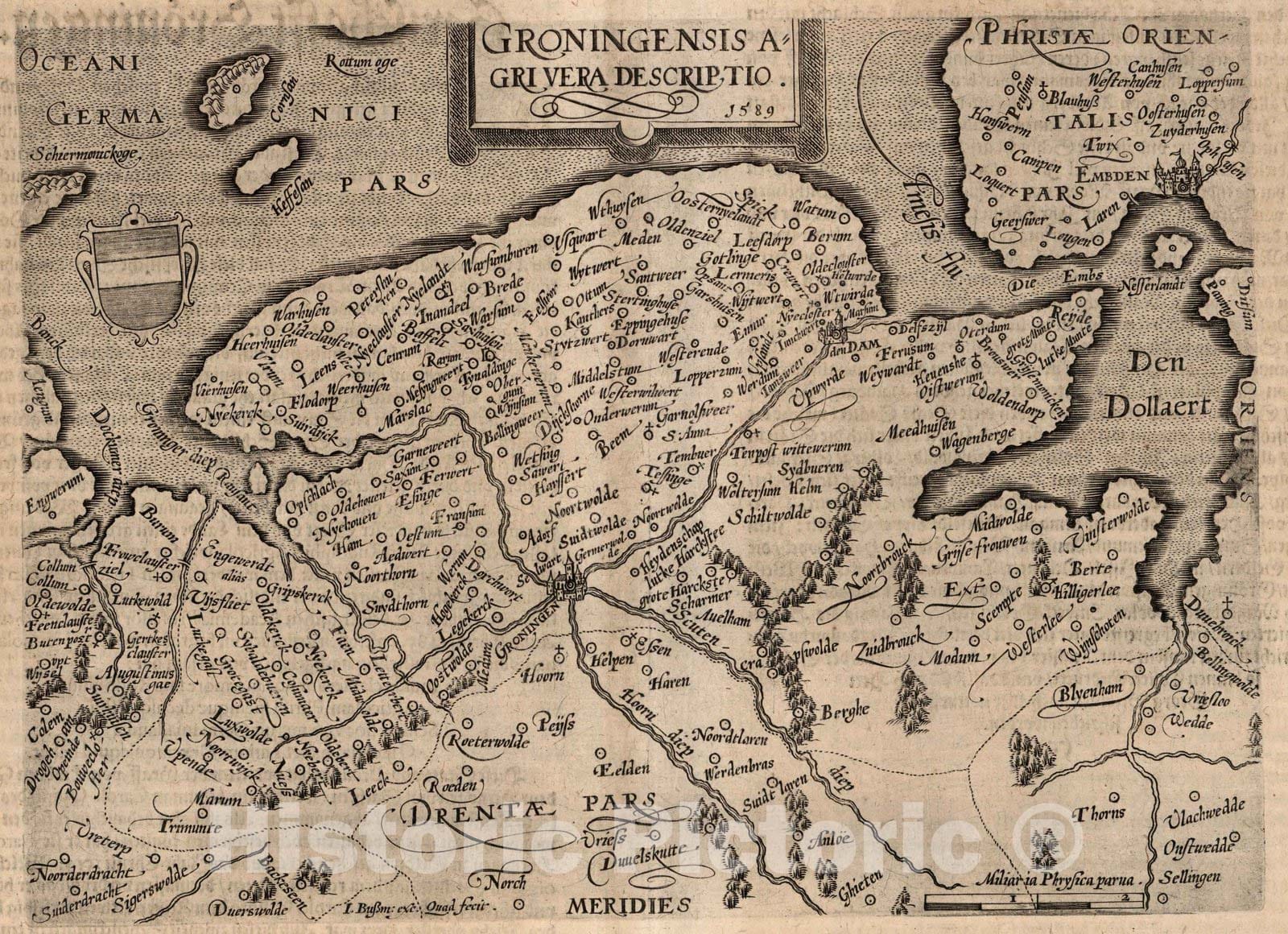 Historic Wall Map : Netherlands, Groningen42. Groningensis agri vera descriptio. 1600 , Vintage Wall Art