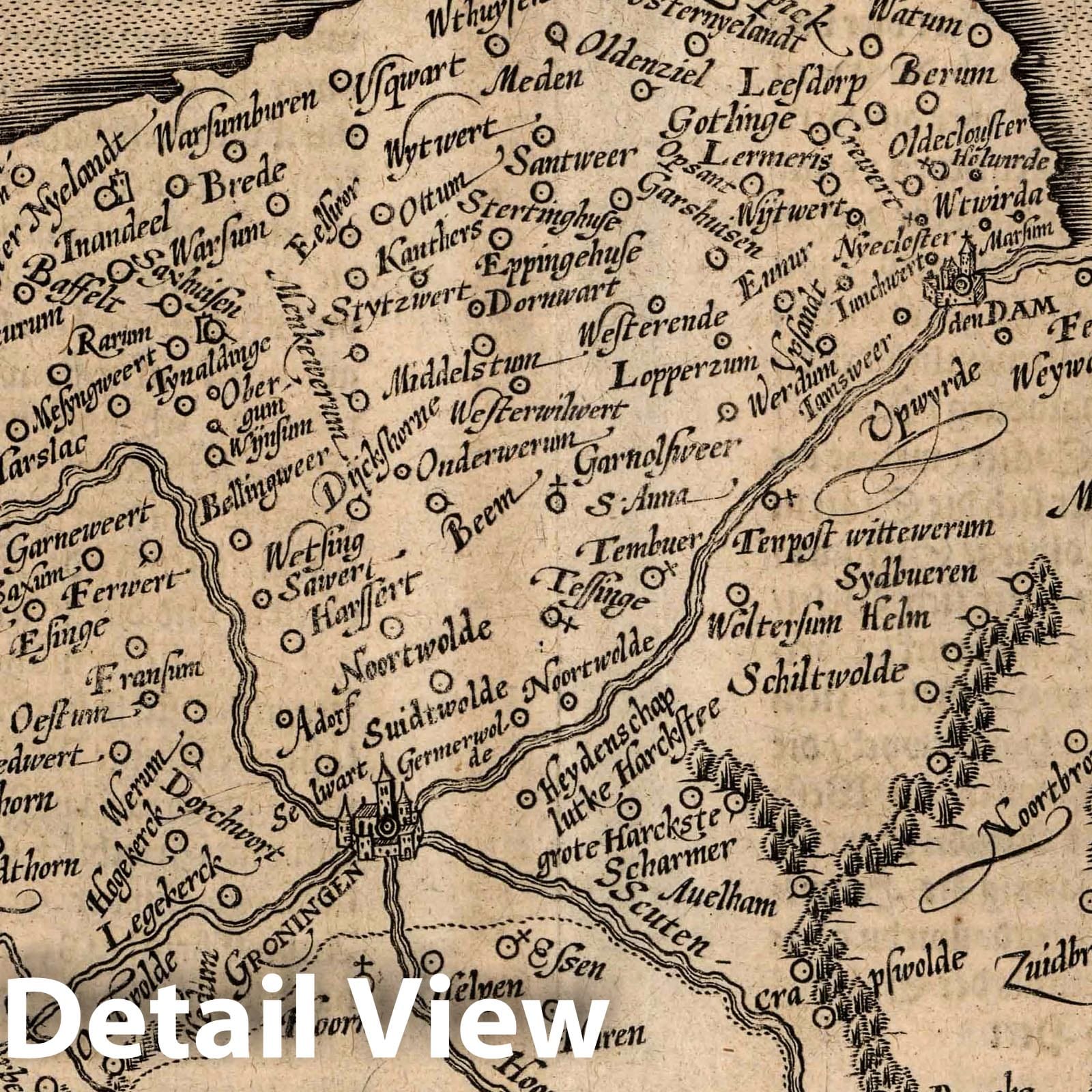 Groningen, Netherlands, 1600 - Historical Map Print