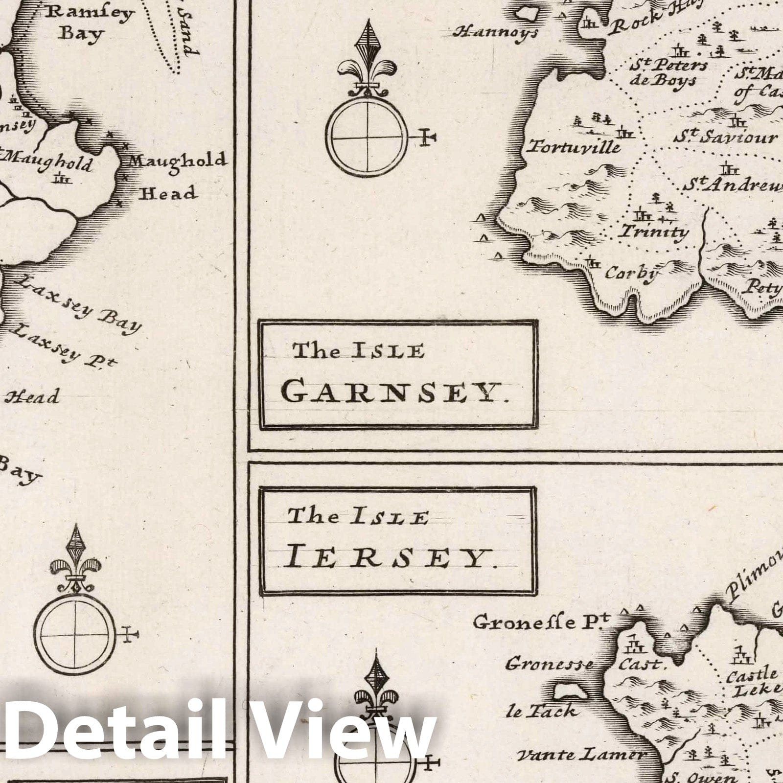 Isle of Man, Guernsey, Jersey & Alderney - 1724 Historical Map Print