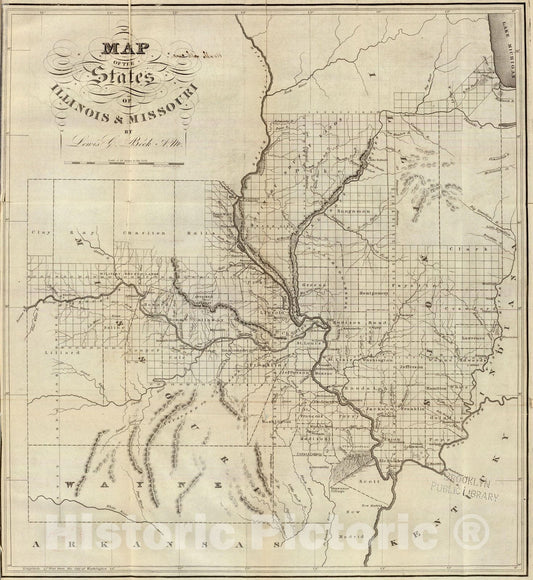 Historic Map : Map of the States of Illinois & Missouri, 1823 - Vintage Wall Art