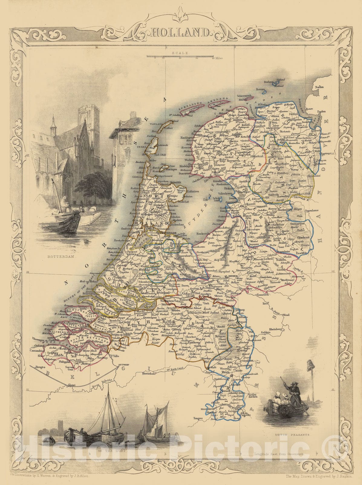 Historic Map - World Atlas Map, Holland. 1851 - Vintage Wall Art