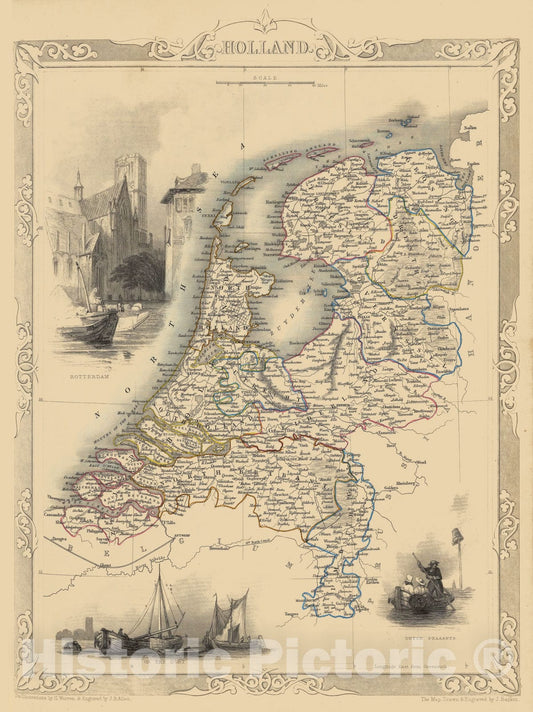 Historic Map - World Atlas Map, Holland. 1851 - Vintage Wall Art