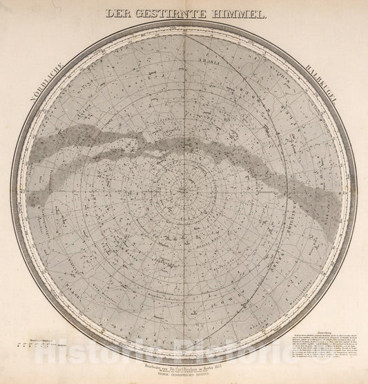 Historic Map : World Atlas Map, Der Gestirnte Himmel. Nordliche Halbkugel 1857 - Vintage Wall Art