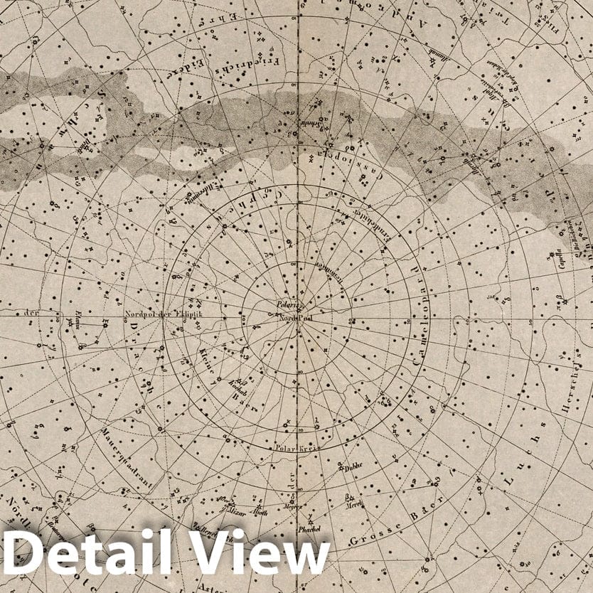 Northern Hemisphere Celestial Map, 1857 - Historical Astronomy Print