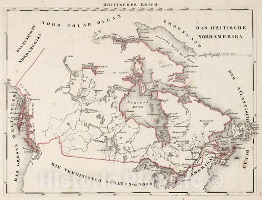 Historic Map : V.3:11-15:XV. Britisches Reich. Das Britische Nord Amerika 1830 - Vintage Wall Art