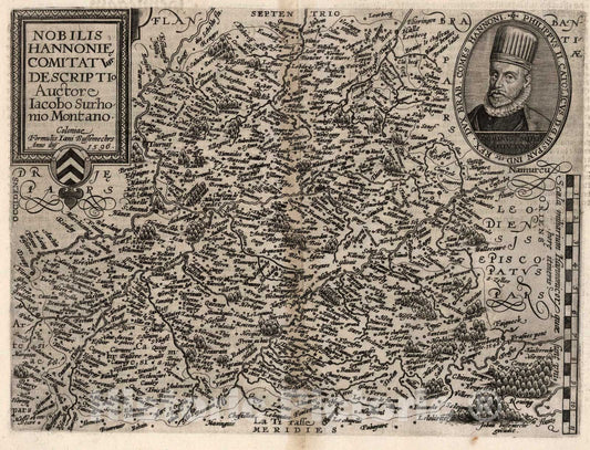 Historic Map : Belgium,50. Nobilis Hannonie Comitatus Descriptio. 1600 , Vintage Wall Art
