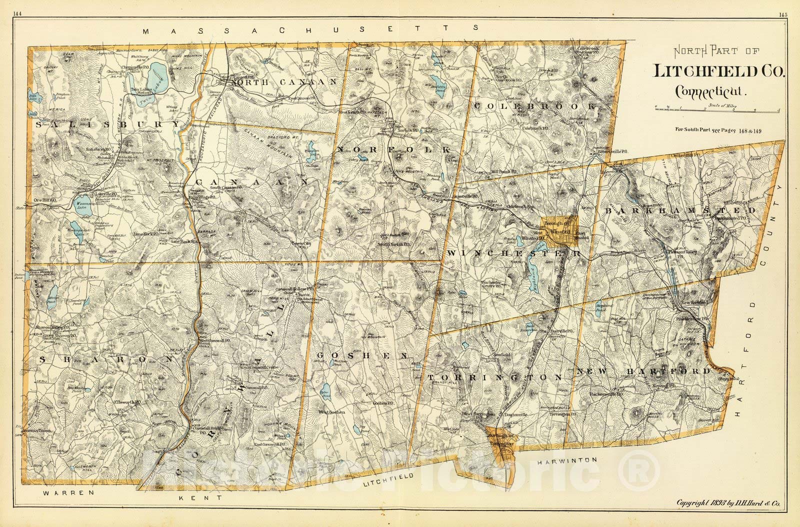 Historic Map : State Atlas Map, Litchfield Co. N. 1893 - Vintage Wall Art