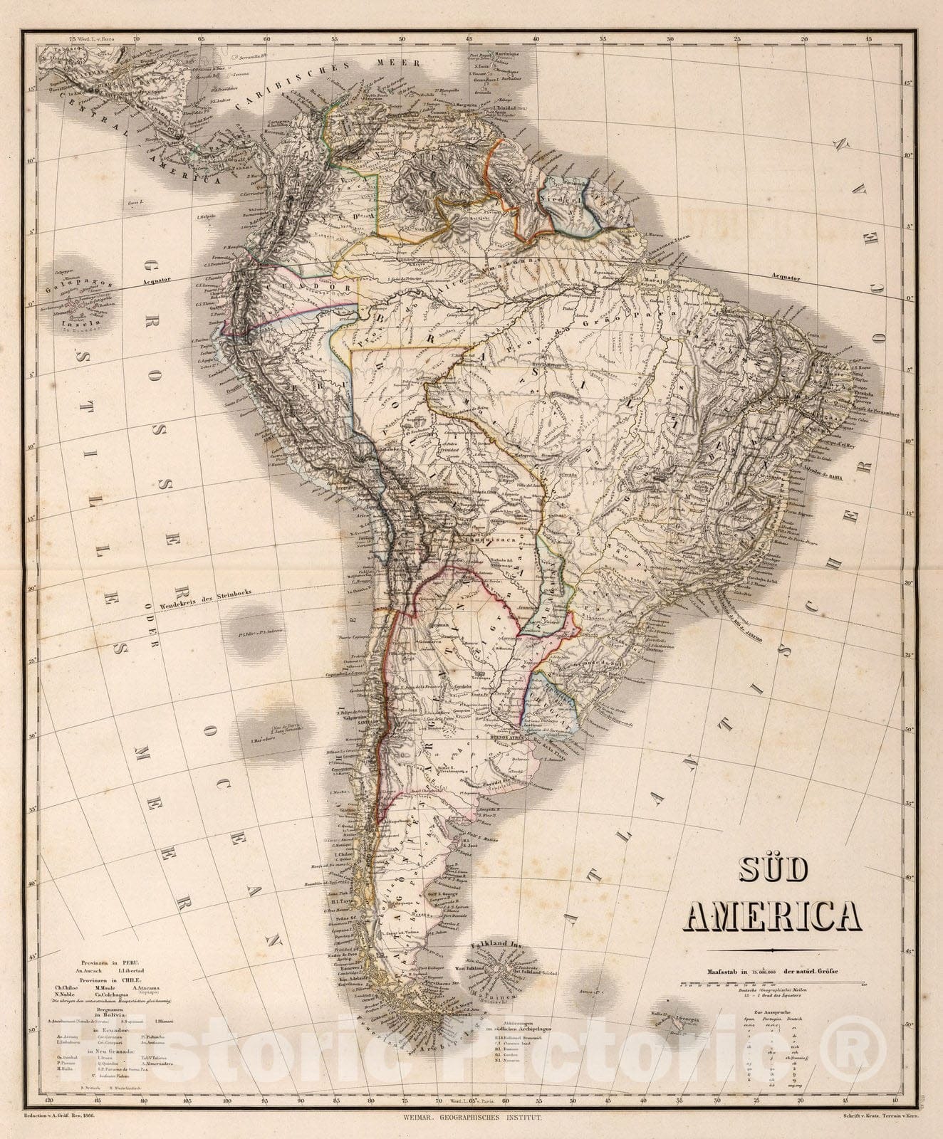 Historic Map : World Atlas Map, Sud America 1866 - Vintage Wall Art