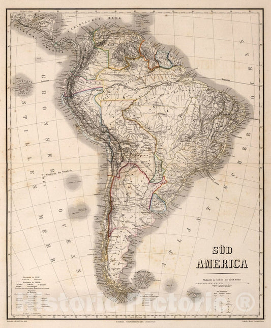 Historic Map : World Atlas Map, Sud America 1866 - Vintage Wall Art