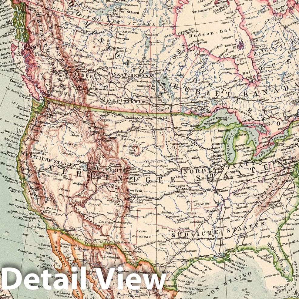 North America, 1925 - Stieler's Atlas Historical Map Print