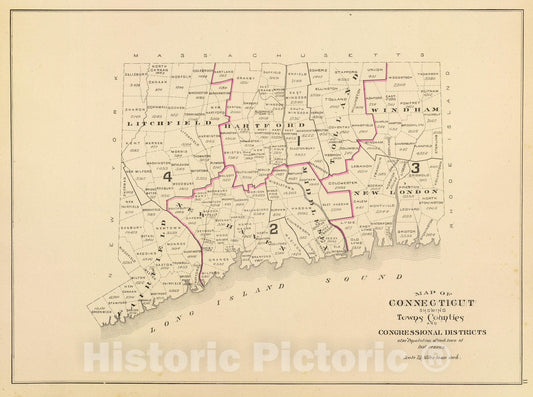 Historic Map : State Atlas Map, Congressional districts. 1893 - Vintage Wall Art