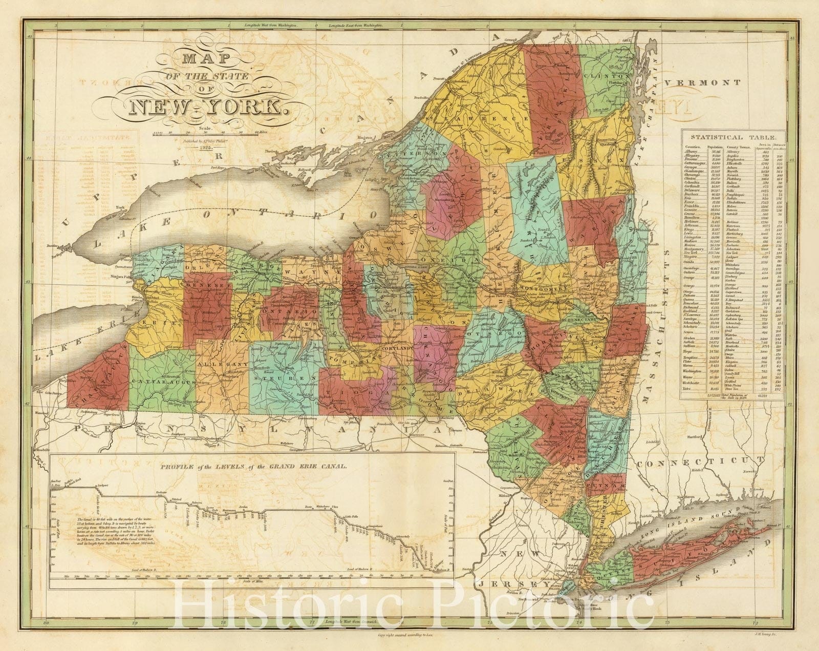 Historic Map : Map of The State of New York, 1826 - Vintage Wall Art
