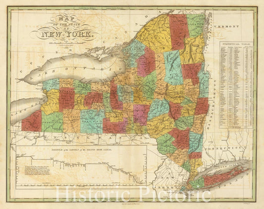 Historic Map : Map of The State of New York, 1826 - Vintage Wall Art